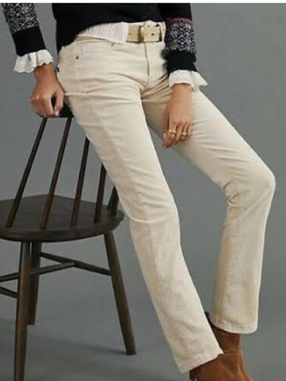 Anthropology Pilcro white corduroy / denim jeans